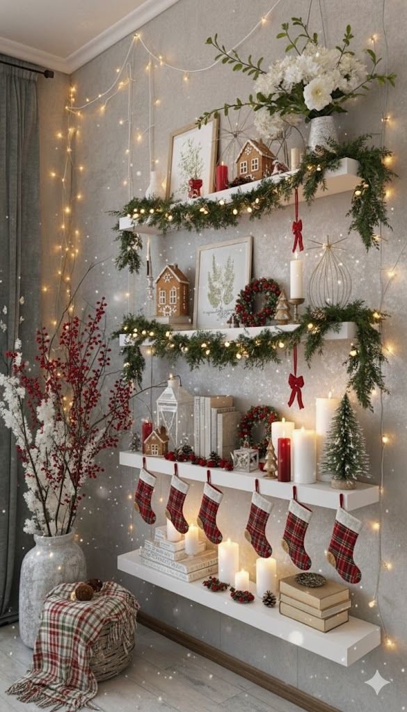 decor living room for Christmas with festive accents