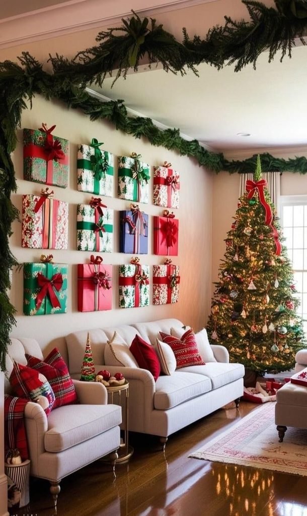 decor living room for Christmas with festive accents