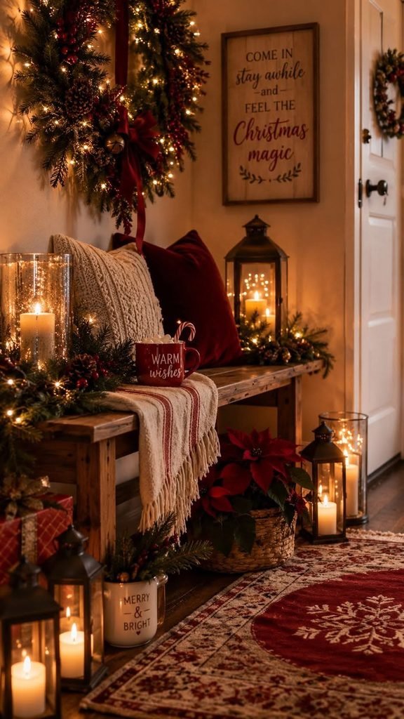 decor living room for Christmas with warm lighting