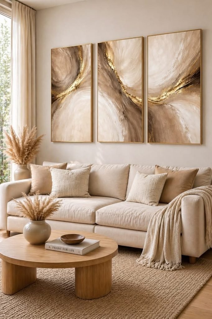 Minimalist neutral wall art in elegant frames for affordable room decor .