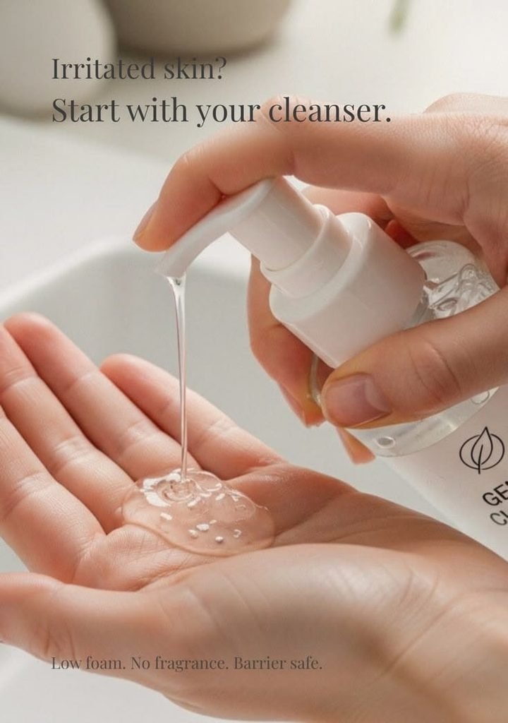 Gentle winter facial cleansing to protect the skin barrier.