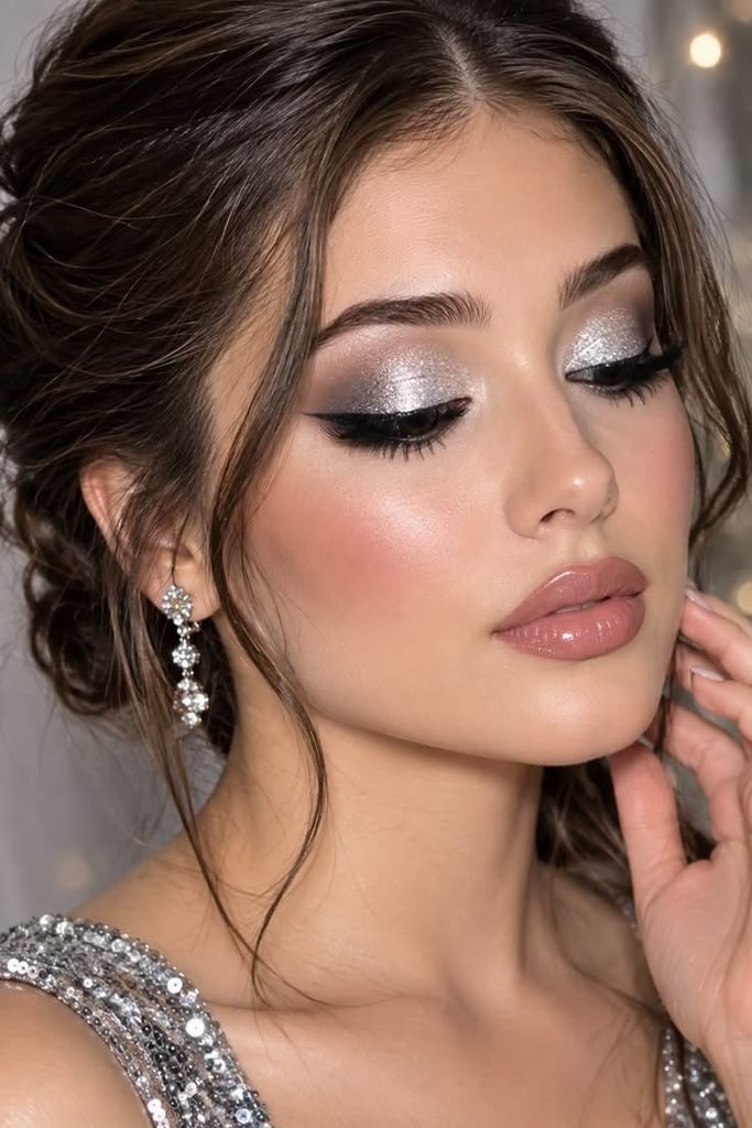 Use a small flat brush or fingertip to apply shimmer precisely and avoid spreading it across your entire eyelid.