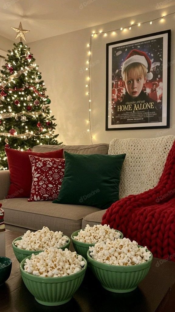 decor living room for Christmas with cozy cushions